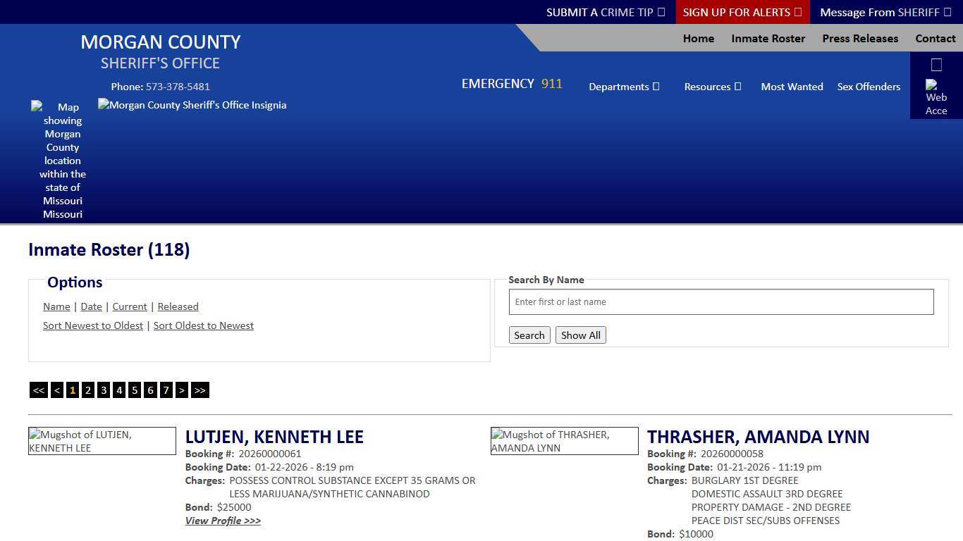 Inmate Roster - Current Inmates Booking Date Descending - Morgan County Sheriff MO